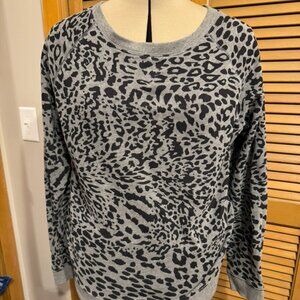 Express Wide-Neck Gray Leopard-Print Sweatshirt Size M